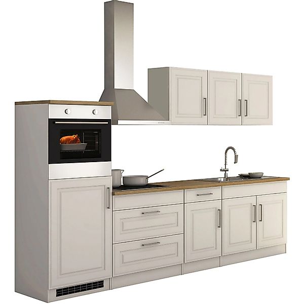 Held Möbel Küchenzeile Rom 290 cm Landhaus Weiß Matt mit E-Geräten günstig online kaufen