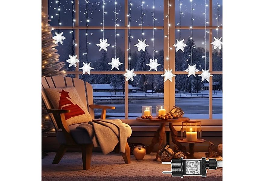 SERBASIC LED-Lichterkette Innen, LED Schneeflocke Lichtervorhang, Weihnacht günstig online kaufen