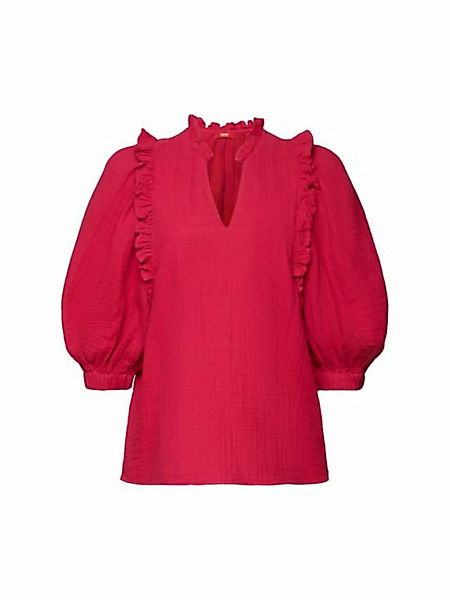 Esprit Kurzarmbluse Bluse aus Baumwollgaze mit Rüschenbesatz günstig online kaufen