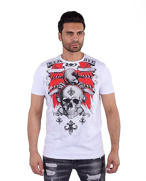 Denim Distriqt T-Shirt Herren SLIM FIT Totenkopf T-Shirt mit Strass Weiß M günstig online kaufen