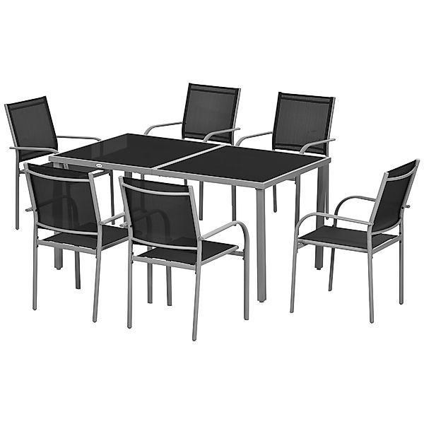 Outsunny Gartenmöbel-Set, Gartenmöbel-Set, 7-teilig, 6 Stühle und 1 Tisch a günstig online kaufen