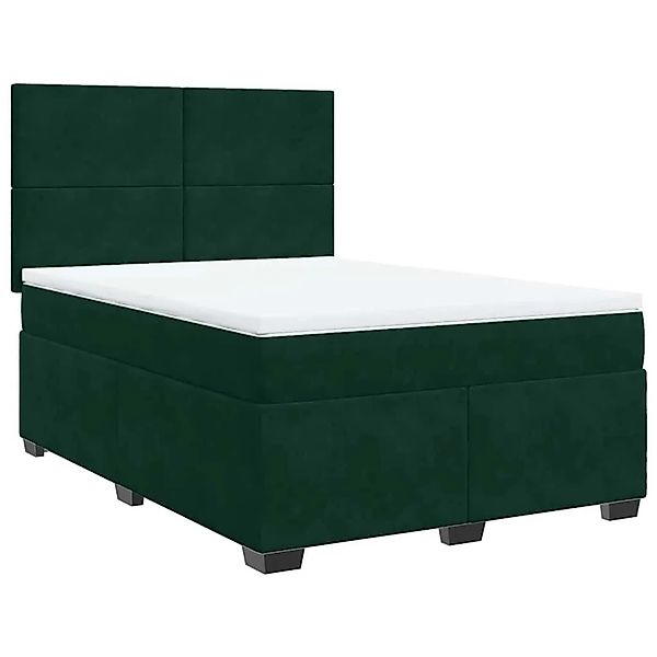 vidaXL Boxspringbett mit Matratze Dunkelgrün 140x200 cm Samt 3290927 günstig online kaufen