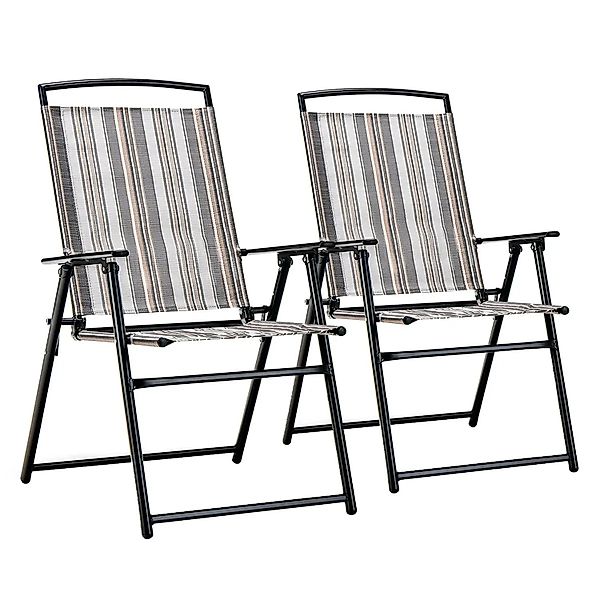 Costway 2er Set Gartenstühle Hochlehner Klappbar Atmungsaktiver Stoff günstig online kaufen