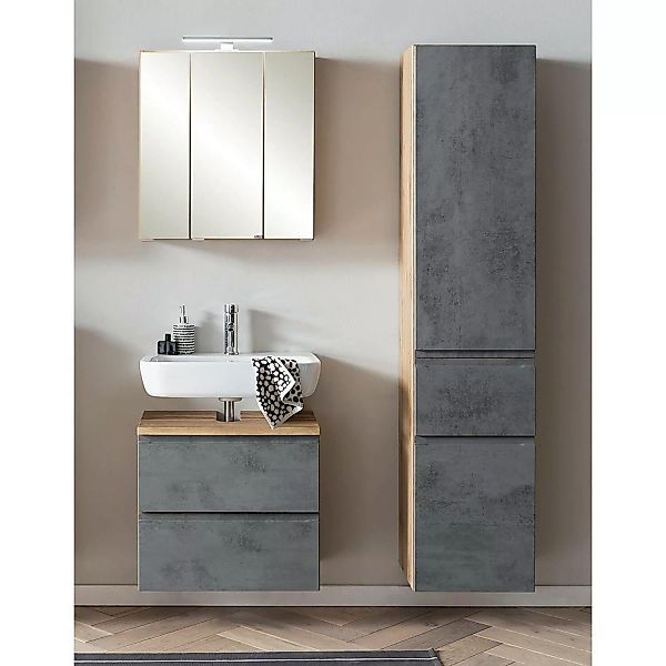 Badezimmer Set mit Aufsatzleuchte, stehend oder hängend, Wotan Eiche Nb. mi günstig online kaufen