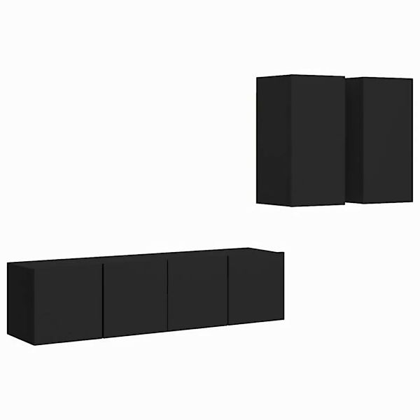 vidaXL TV-Schrank 4-tlg TV-Schrank-Set Schwarz Spanplatte günstig online kaufen