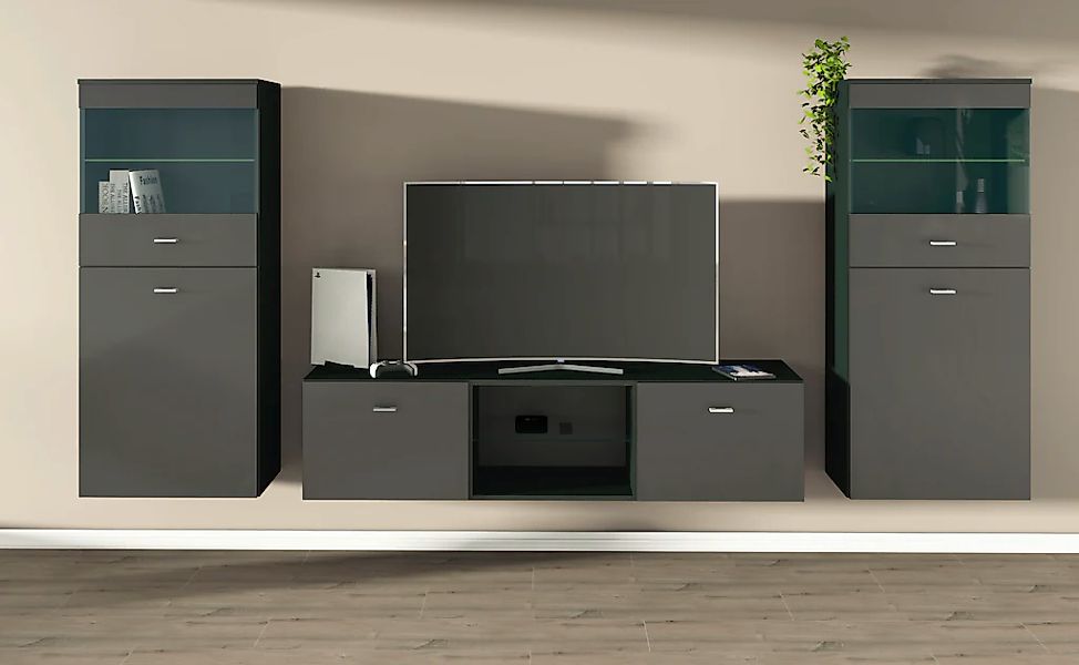 borchardt Möbel Wohnwand "Scala, moderne Mediawand mit Vitrinen und Lowboar günstig online kaufen