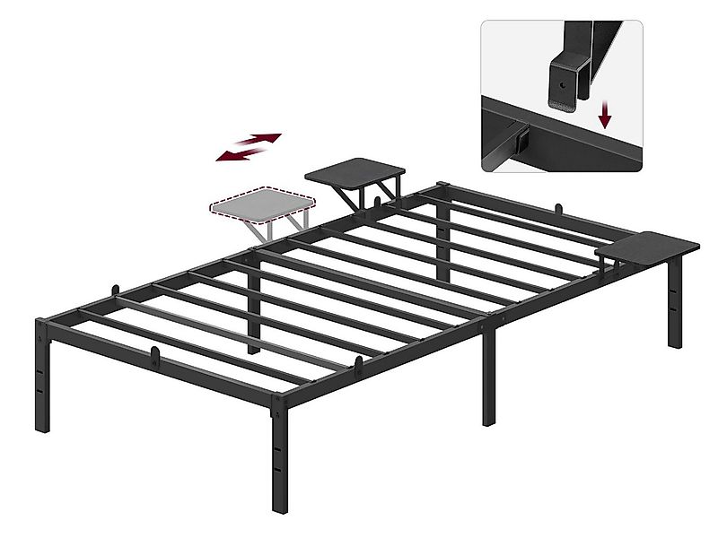 VASAGLE Bettgestell (90 x 200 cm), mit 2 Aufbewahrungsregalen, mehrere Größ günstig online kaufen