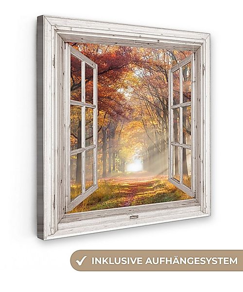 OneMillionCanvasses® Leinwandbild Herbst - Wald - Bäume - Natur - Fensterbl günstig online kaufen