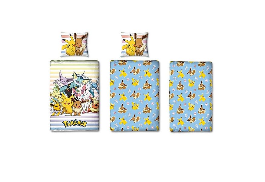 Familando Kinderbettwäsche Set Pokemon "Group" 135x200 + 80x80 mit Spannbet günstig online kaufen