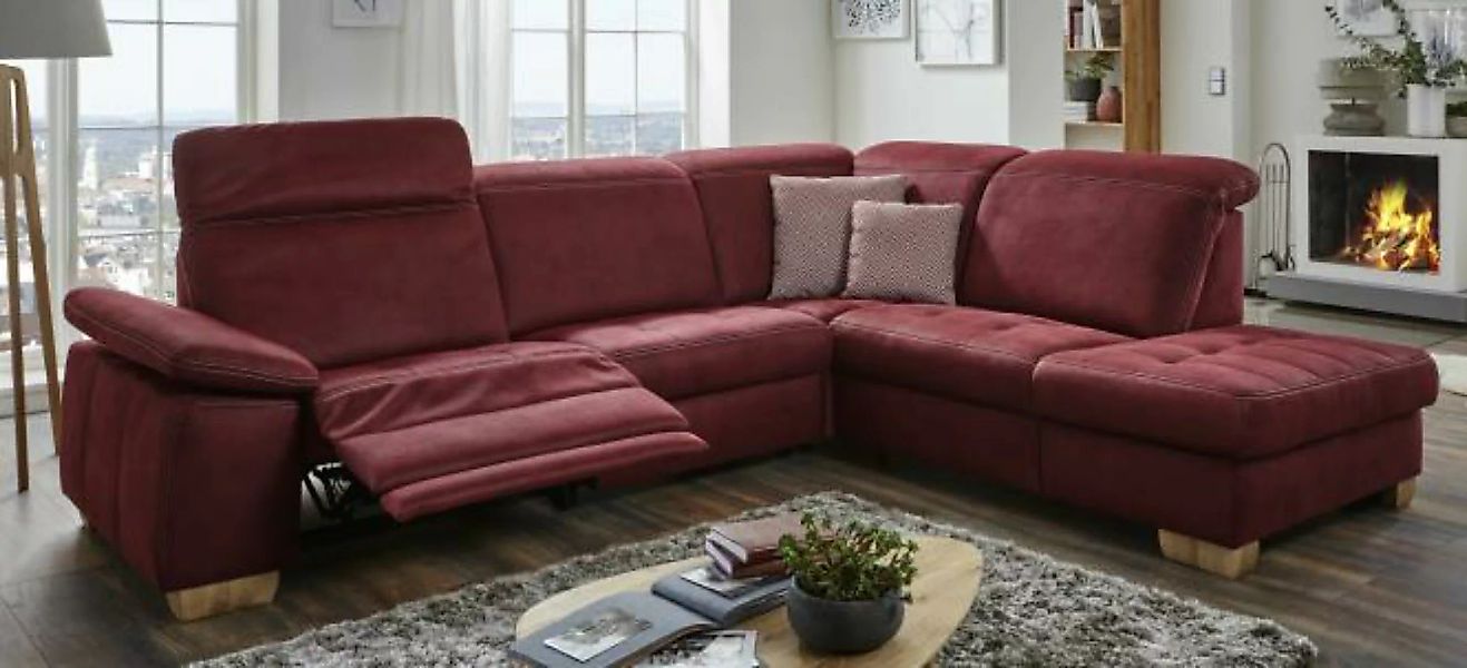 Ecksofa mit Relaxfunktion elektrisch verstellbar Rot 296 x 245 cm Lederopti günstig online kaufen