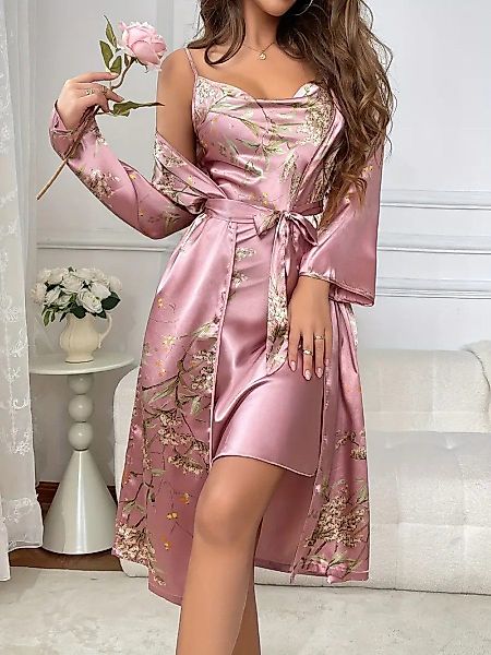 Elegant Love Morgenmantel Satin Pyjama-Set 2-tlg., günstig online kaufen