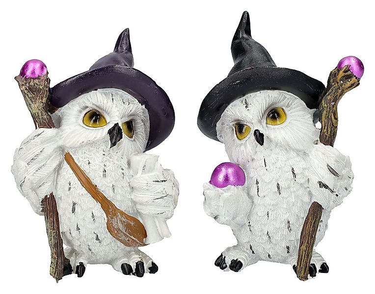 Figuren Shop GmbH Tierfigur Eulen Figuren 2er Set - Zauberer mit Stab - Fan günstig online kaufen