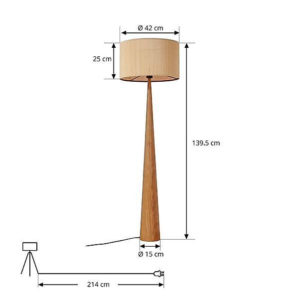 Lucande Stehleuchte Fabrena, naturfarben, Bambus, Höhe 138cm günstig online kaufen