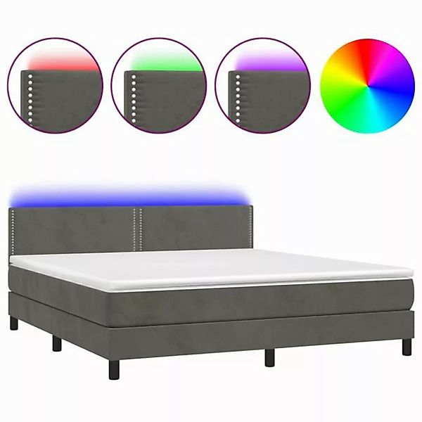 vidaXL Boxspringbett Boxspringbett mit Matratze LED Dunkelgrau 160x200 cm S günstig online kaufen