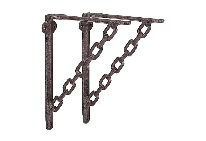 relaxdays Wandregalhalter Regalwinkel Gusseisen 2er Set Kette günstig online kaufen