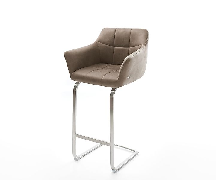 Barstuhl Yulo-Flex Vintage Taupe Freischwinger flach Edelstahl günstig online kaufen