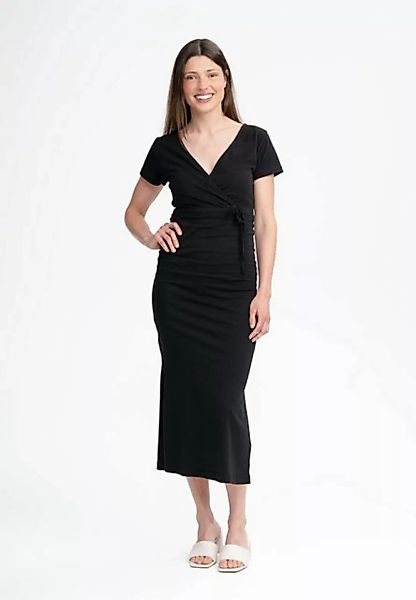 MELA Jerseykleid Damen V-Neck Kleid lang SHREOSHI Bindegürtel günstig online kaufen