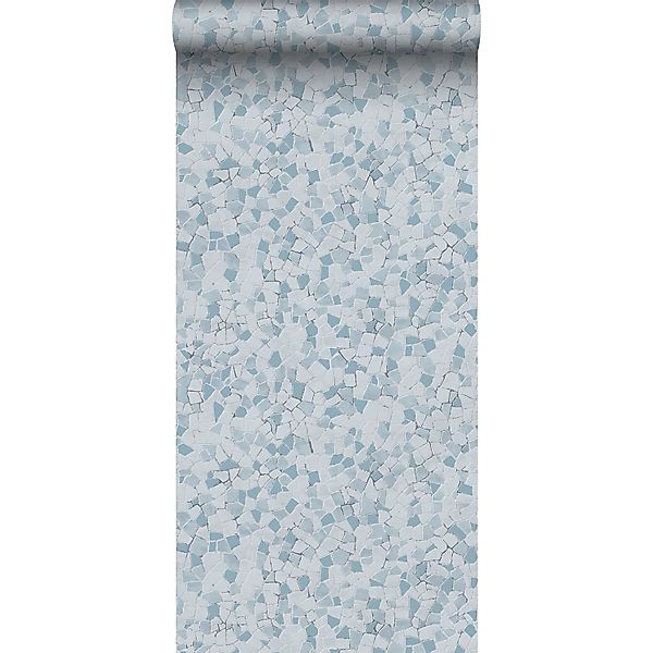 Sanders & Sanders Tapete Mosaik-Fliesen Blau 53 cm x 10 m günstig online kaufen