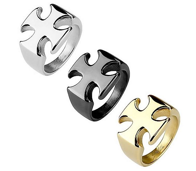 Taffstyle Fingerring Herren Edelstahl Ring Kreuz Design massiv Biker Rocker günstig online kaufen