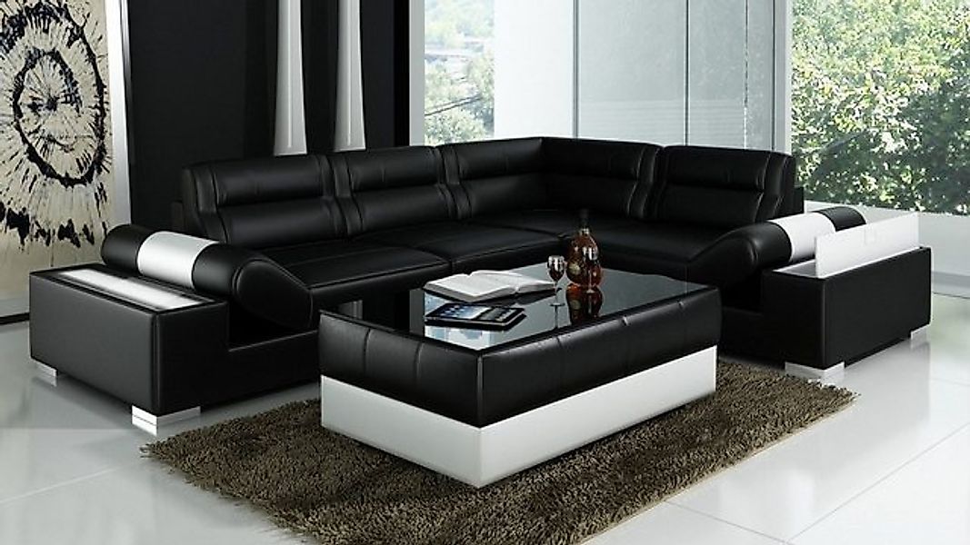 JVmoebel Ecksofa Ledersofa Sofa USB Wohnlandschaft Ecksofa Garnitur Couch D günstig online kaufen