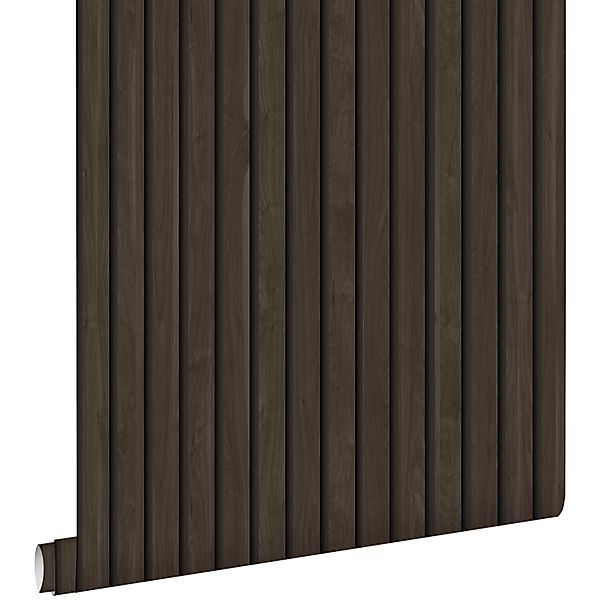 ESTAhome Tapete 3D Holzpaneele Dunkelbraun 53 cm x 10.05 m günstig online kaufen
