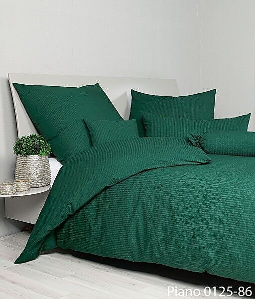 Janine Janine Mako-Soft-Seersucker Bettwäsche PIANO 0125 waldgrün Größe:  1 günstig online kaufen