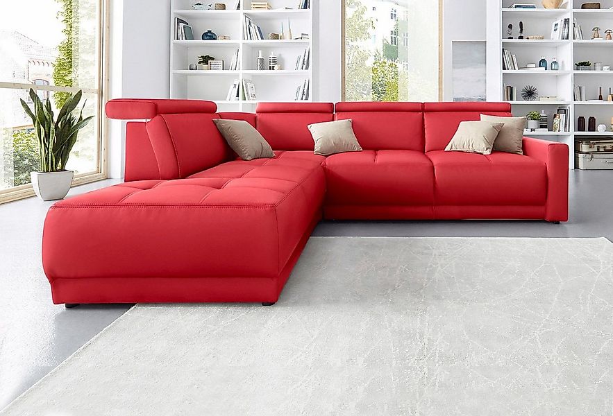 DOMO collection Ecksofa "Ava, moderne Sitzheftung mit toller Doppelnaht, ko günstig online kaufen
