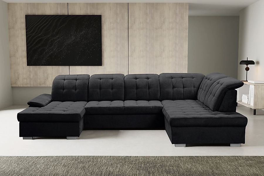 WERK2 Wohnlandschaft "Kordula-New Multifunktion Couch, Breite 332cm, U-Form günstig online kaufen