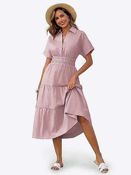 Imily Bela Maxikleid Damen Gerüschtes Fließendes Hemdkleid (Packung, 1-tlg. günstig online kaufen