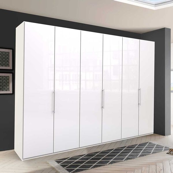 Weißer Schlafzimmerschrank mit Falttüren glasbeschichtet günstig online kaufen