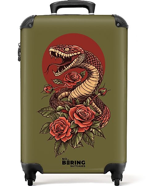 NoBoringSuitcases.com© Hartschalen-Trolley Grün mit Schlange und günstig online kaufen