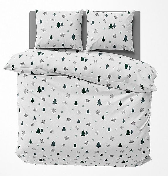 One Home Bettwäsche Tannenbaum, Fleece, 3 teilig, Schnee Kristalle, kuschel günstig online kaufen