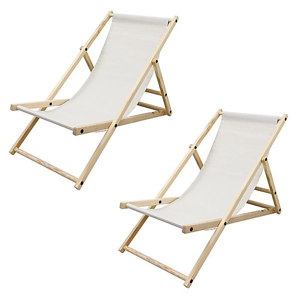 ECD Germany 2Er Set Liegestuhl Klappbar aus Holz 3 Liegepositionen Beige 12 günstig online kaufen