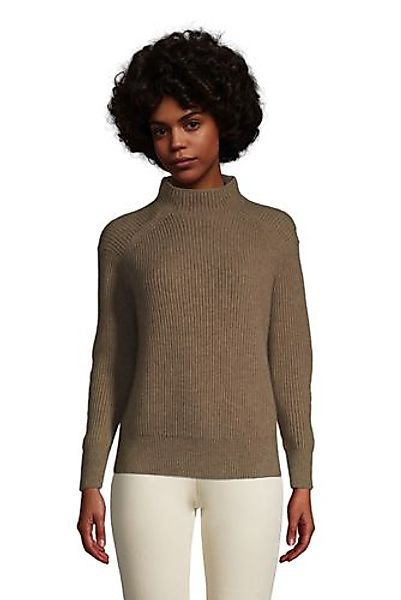 Relaxter Stehkragen-Pullover aus Kaschmir, Damen, Größe: M Normal, Braun, b günstig online kaufen