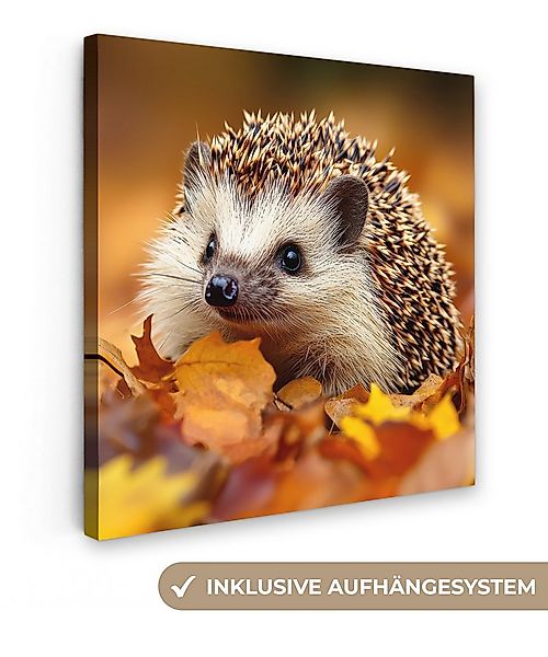 OneMillionCanvasses® Leinwandbild Igel - Wald - Herbstblätter - Herbst - Wa günstig online kaufen