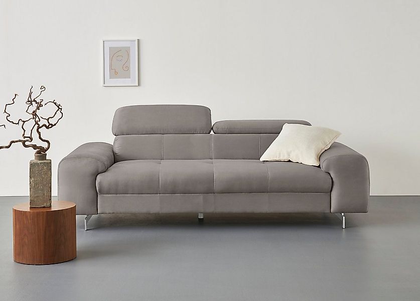 COTTA 3-Sitzer "Chef", Big-Sofa mit Kopfteilverstellung, edle Metallkufen günstig online kaufen