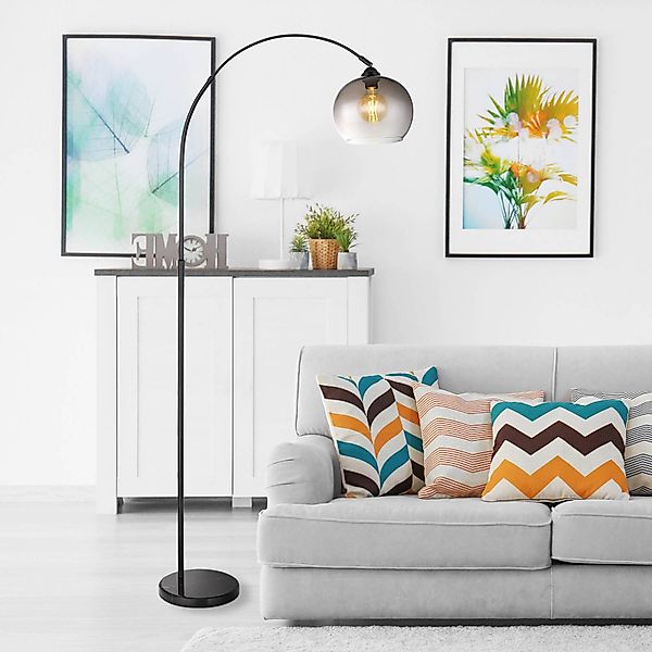 GLOBO LIGHTING Bogenlampe NEWCASTLE, 1-flammig, Schwarz, Metall, H 196 cm, günstig online kaufen