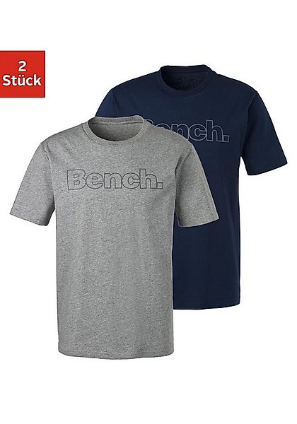Bench. Loungewear T-Shirt (2-tlg) Shirt mit Logoprint, Basicshirt mit Rundh günstig online kaufen
