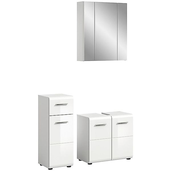 Badezimmer-Set ICE weiß weiß Hochglanz B/H/T: ca. 105x190x32 cm günstig online kaufen