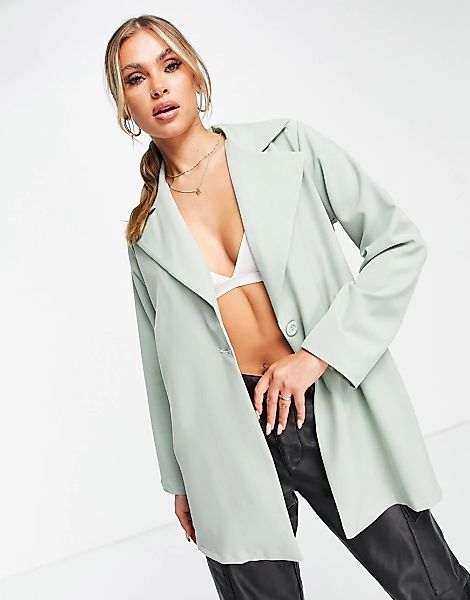 Femme Luxe – Oversize-Dad-Blazer in Salbeigrün günstig online kaufen