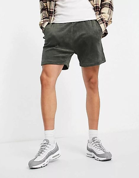 New Look – Frottee-Shorts in Khaki, Kombiteil-Grün günstig online kaufen