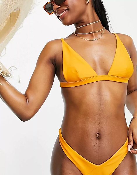 Twiin – Triangel-Bikinioberteil mit hohem Trägeransatz in Sonnenuntergangso günstig online kaufen