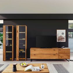 TV Schrankwand in Wildeichefarben und Anthrazit 313 cm breit (dreiteilig) günstig online kaufen