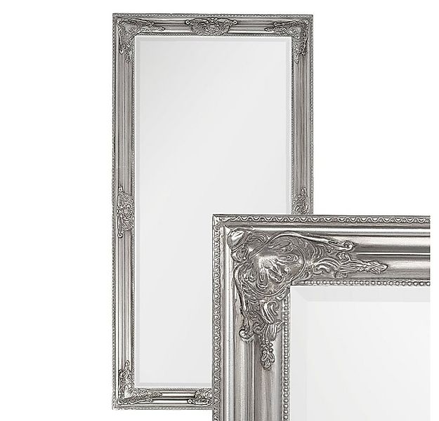 LebensWohnArt Wandspiegel Eleganter Barock Spiegel BESSA 120x60cm silber-an günstig online kaufen
