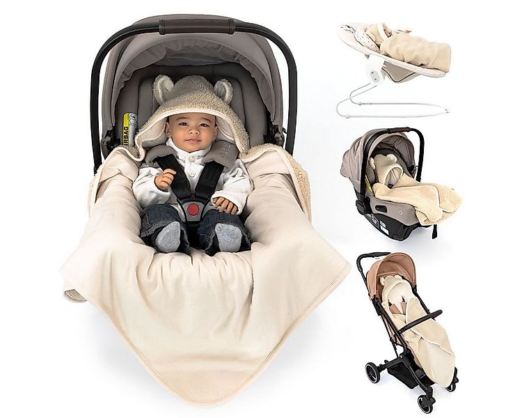 Zamboo Fußsack Teddy - Beige, Baby Einschlagdecke Kuschelige Babydecke mit günstig online kaufen