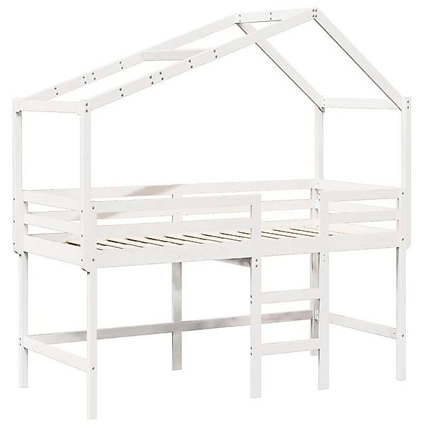 vidaXL Bett Hochbett mit Leiter und Dach Weiß 80x200 cm Massivholz Kiefer günstig online kaufen
