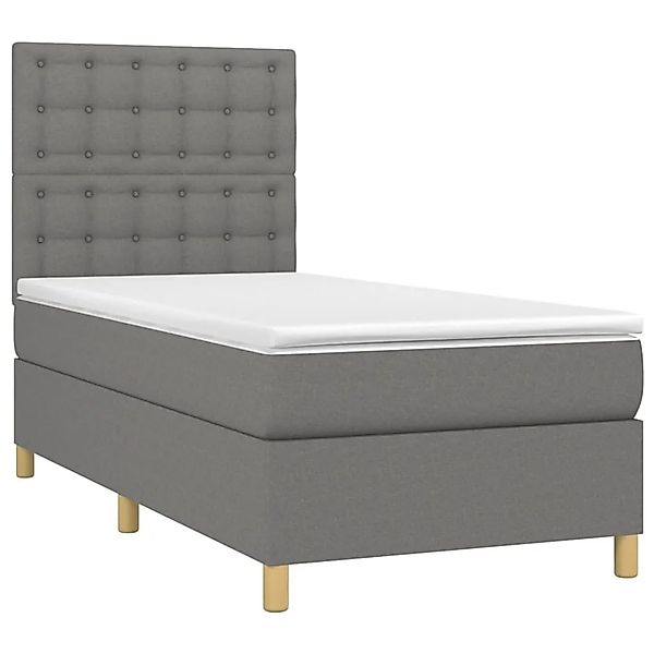 vidaXL Boxspringbett mit Matratze & LED Dunkelgrau 80x200 cm Stoff 3135710 günstig online kaufen