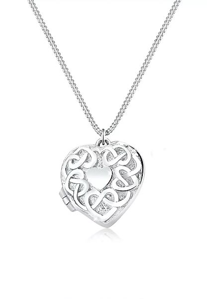 Elli Kette mit Anhänger "Herz Medaillon Ornament 925 Silber" günstig online kaufen