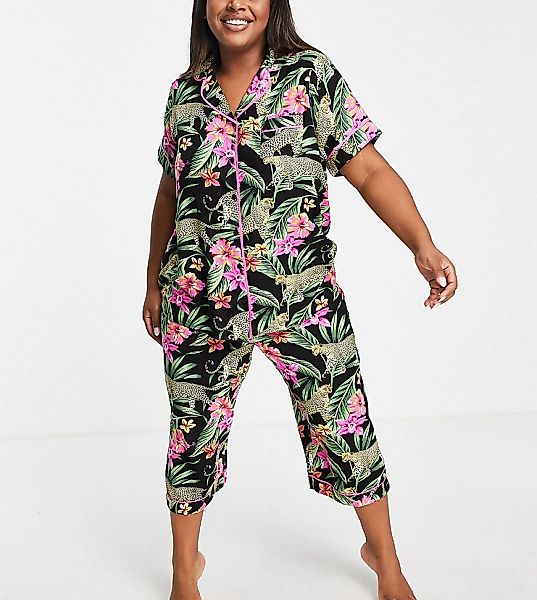 Yours – Exclusive – Pyjama-Set mit Blumenmuster-Mehrfarbig günstig online kaufen
