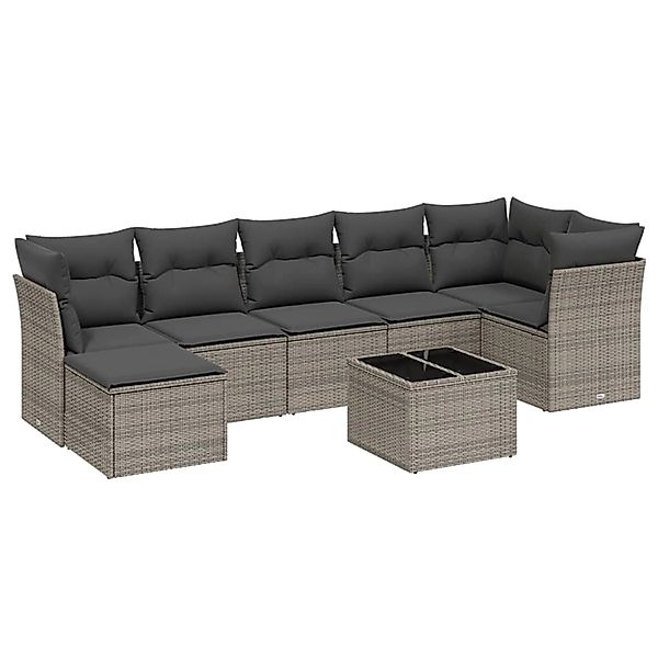 vidaXL 8-Tlg Garten-Sofagarnitur mit Kissen Grau Poly Rattan 3263206 günstig online kaufen